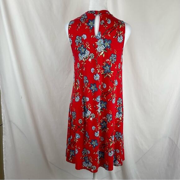 LOFT Red Floral Print Casual Vacation Cruise Shift Dress NWOT Size SP - Picture 6 of 13